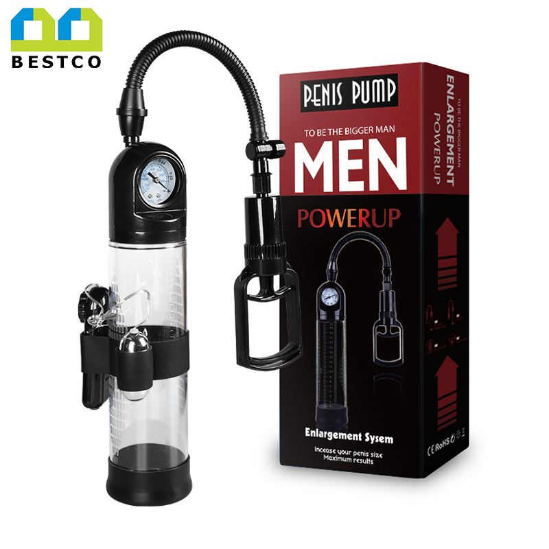 B-K9 Pressure gauge Penis pump with vibrator