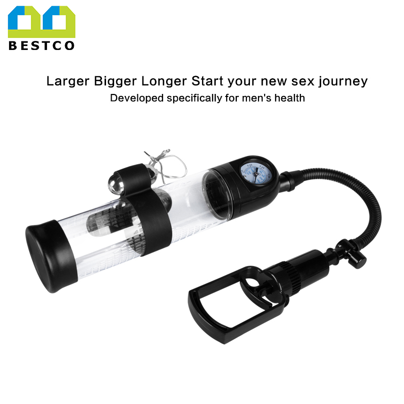 B-K9 Pressure gauge Penis pump with vibrator