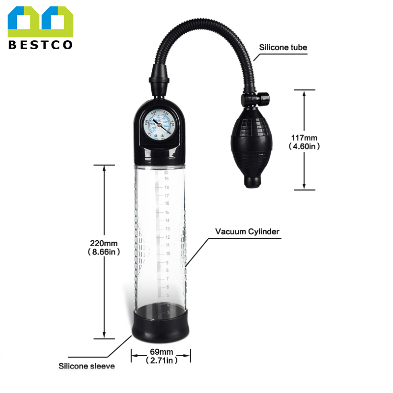 B-K11 negative pressure ball Penis pump with gauge